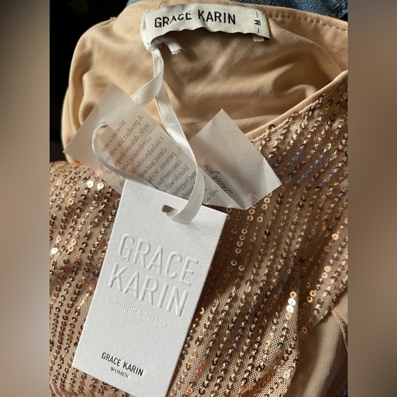 NWT: GRACE KARIN SequinSparkly Cocktail Party Dress Champagne Gold Size Medium - Picture 5 of 5